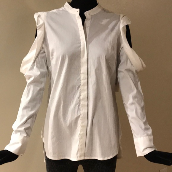 Bishop + Young Cuffed Cold Shoulder Button Down - Picture 2 of 5